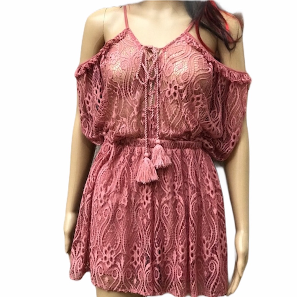 One the land lacy dusty rose romper size   medium